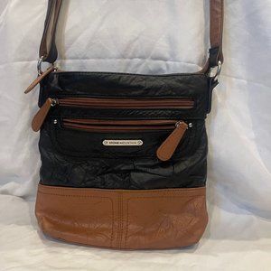 Stone Mountain Crossbody, Color Blocked Black and Brown Soft Leather Bag